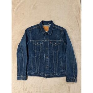 Levi's Premium Trucker Denim Jean Jacket Men's Size M Blue Big E Dark Wash